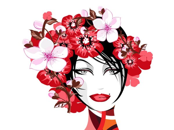 девушка цветы вектор