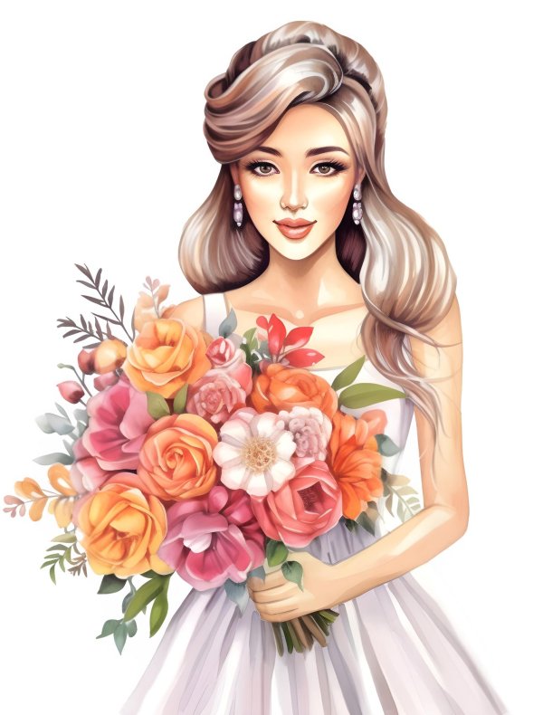 невеста с букетом