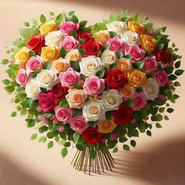 букет цветных роз