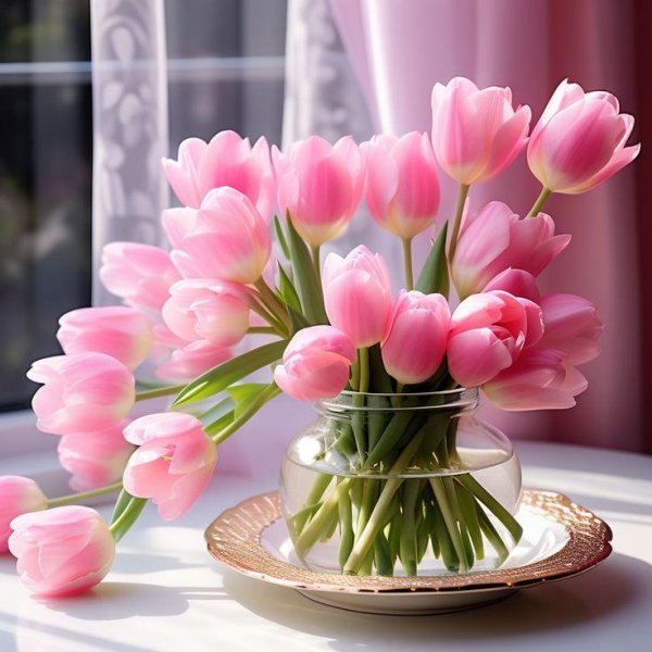 букет розовых тюльпанов