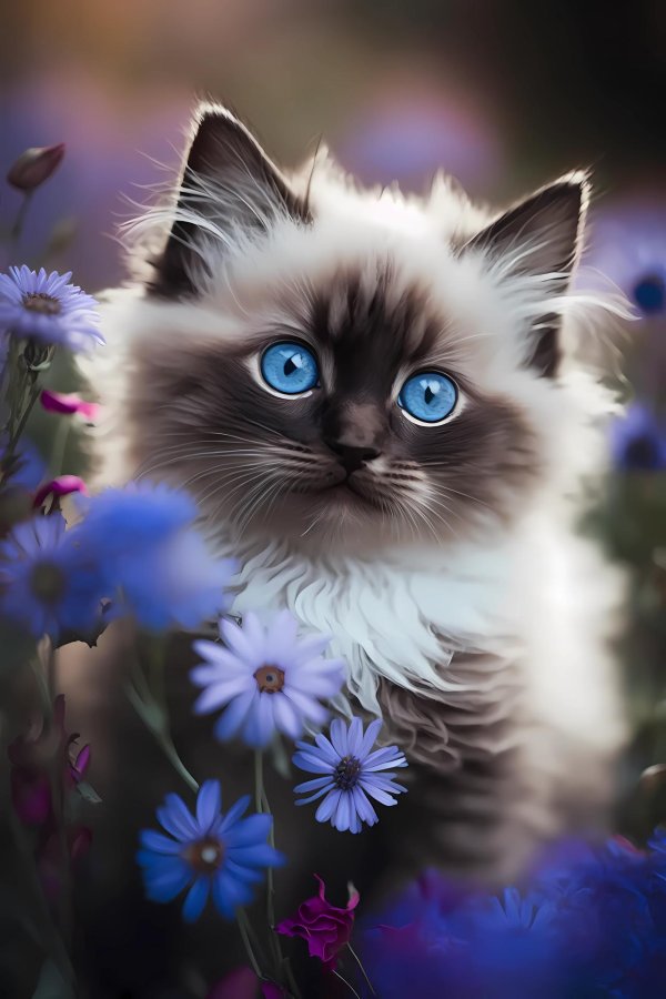 сиамская кошка пушистая