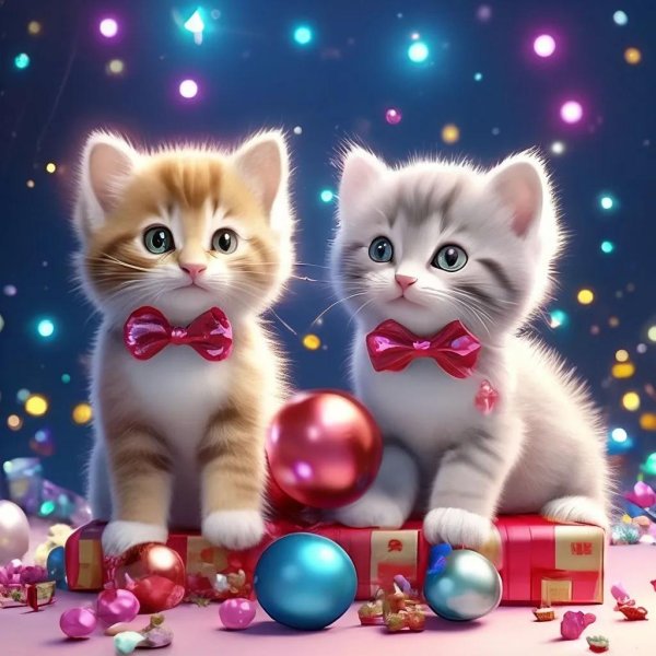 котики новогодние