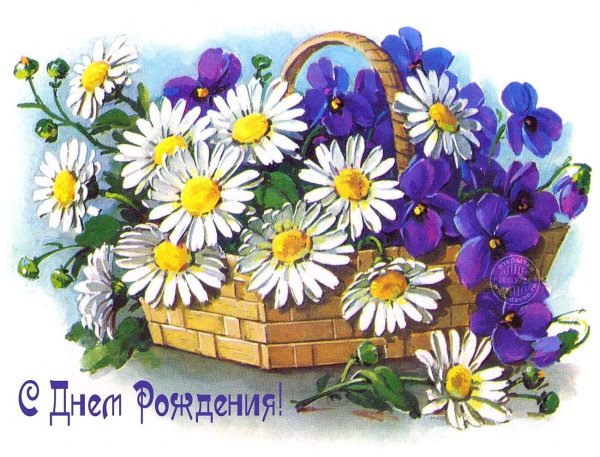 открытка с ромашками на день рождения