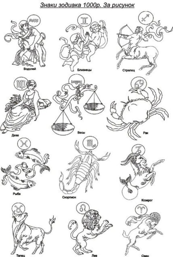 контур знаков зодиака