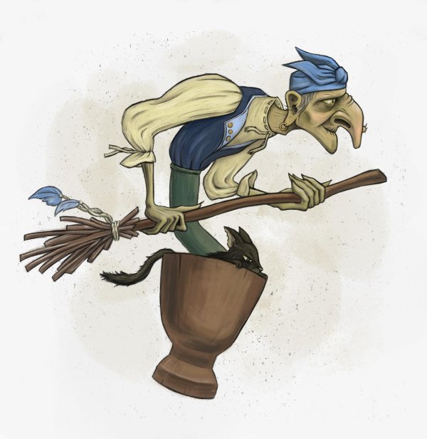 рисование баба яга