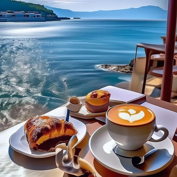 красивый завтрак с видом