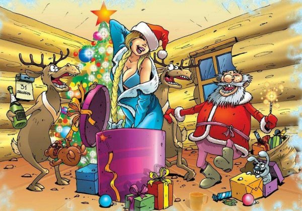 новогодние открытки с юмором