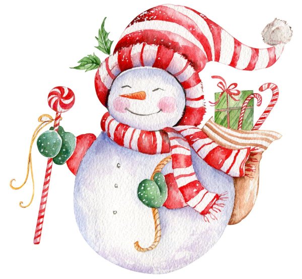 акварельный снеговик