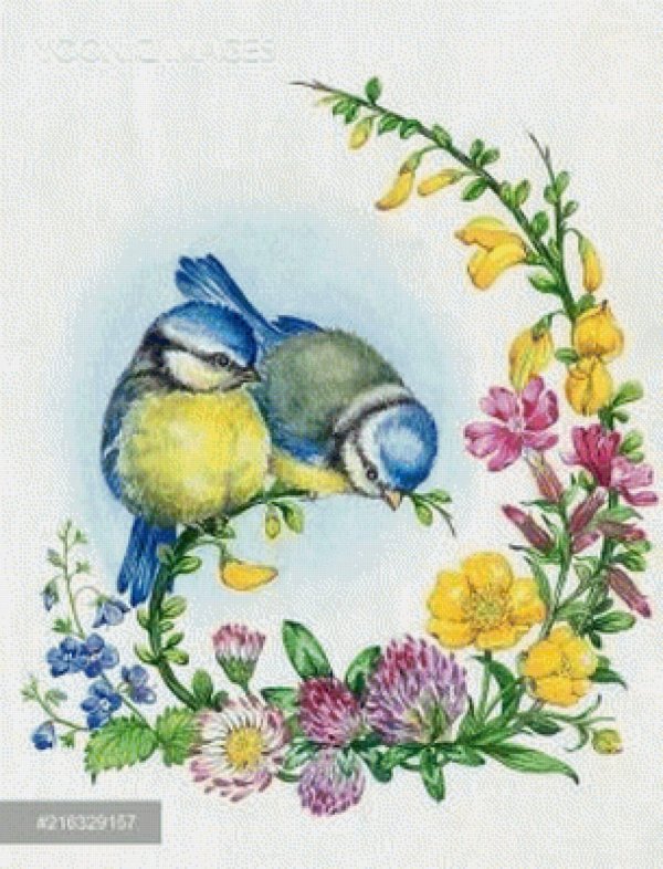 акварельные синички