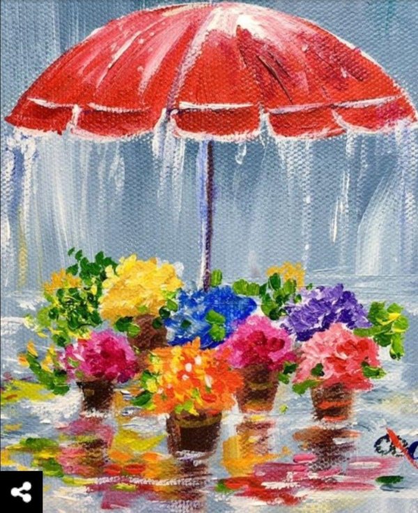 под разноцветным дождем рисунок