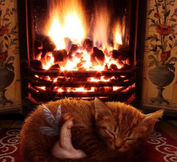 костер в камине