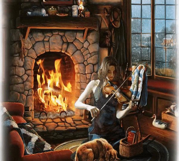 уютная комната с камином