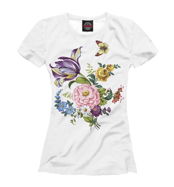 цветочный принт на футболке