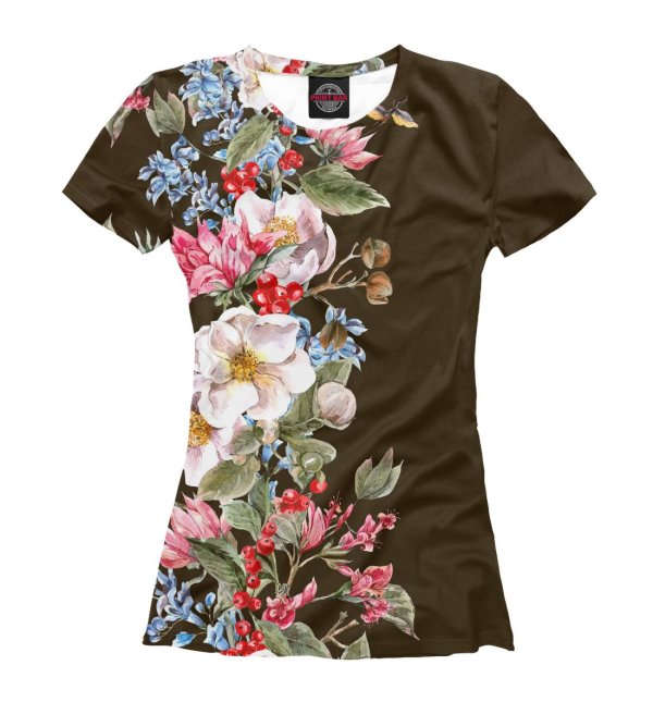 цветочный принт на футболке
