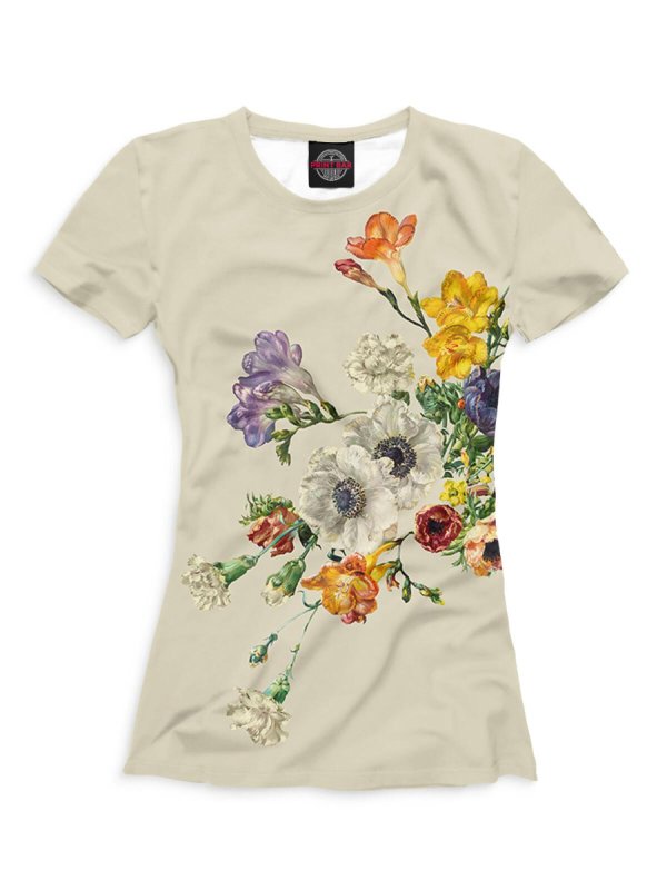 цветочный принт на футболке