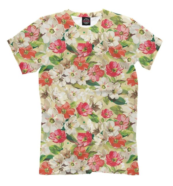 цветочный принт на футболке