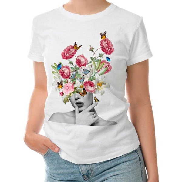 футболка цветы