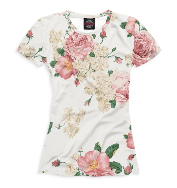 цветочный принт на футболке