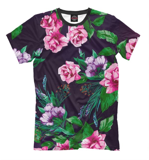 цветочный принт на футболке