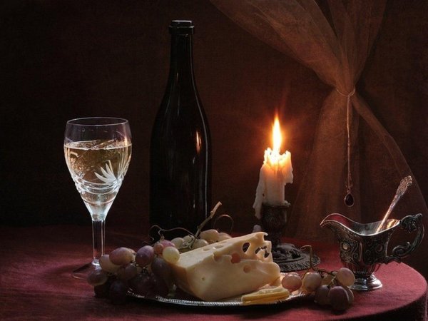 романтический ужин с вином