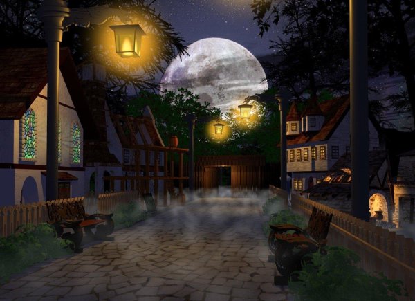 ночь луна дом