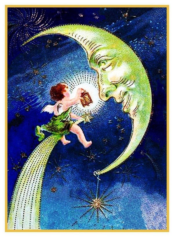 винтажные открытки ночь