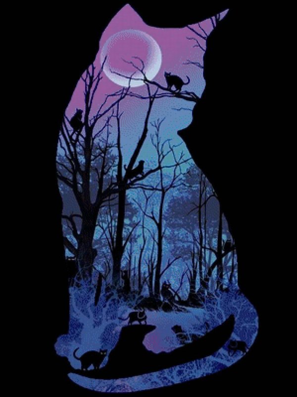 силуэт на фоне луны