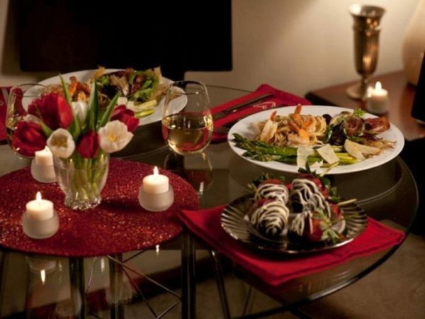 сервировка стола для романтического ужина