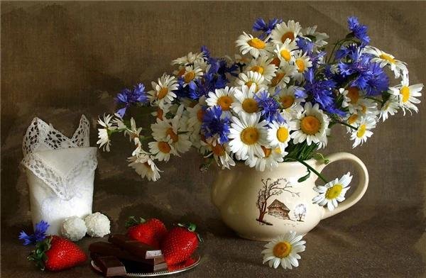 букет полевых васильков