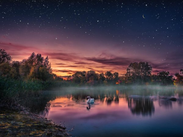 рассвет над озером