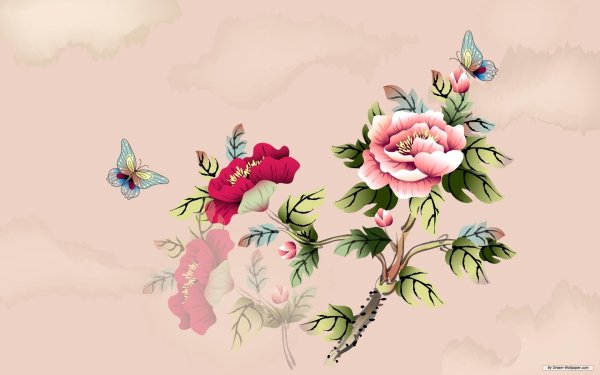 китайская живопись пионы