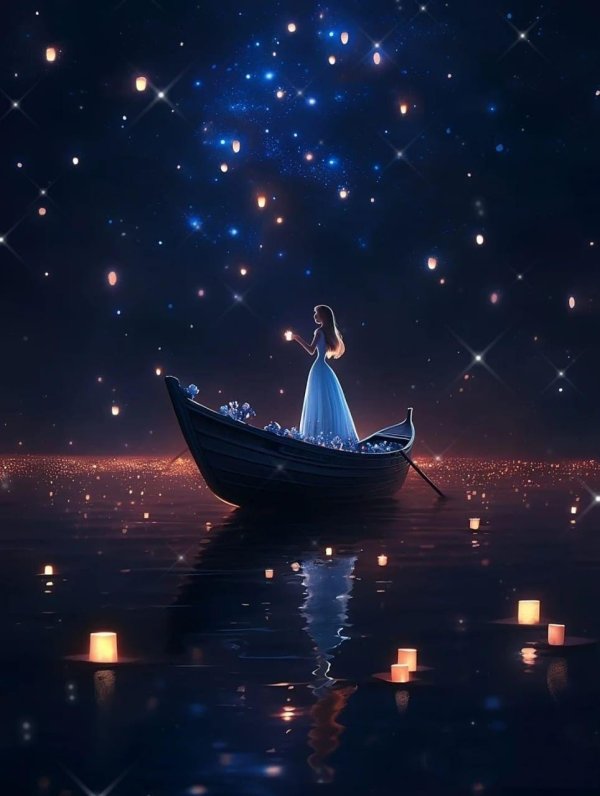 лодка ночью