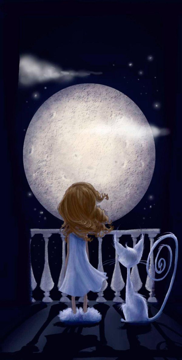 девушка под луной