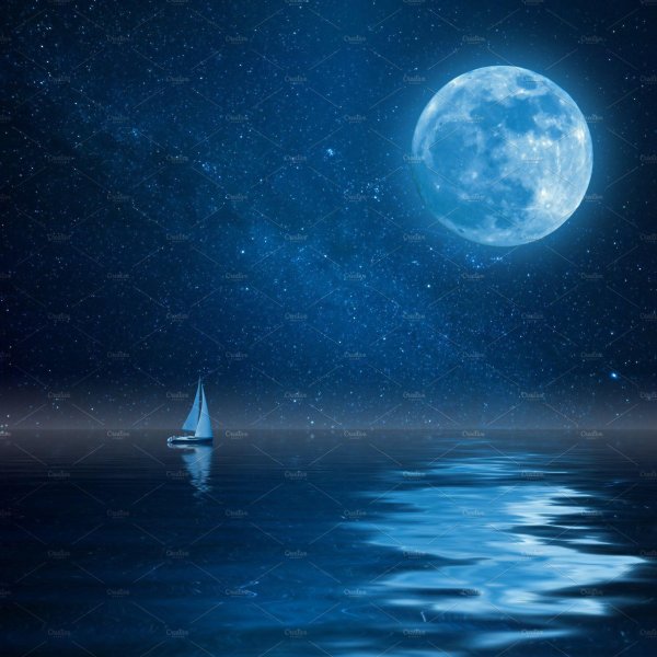 moon night sea