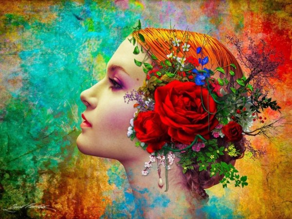 портрет девушки в цветах