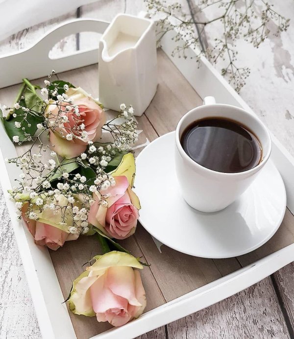 кофе и цветы