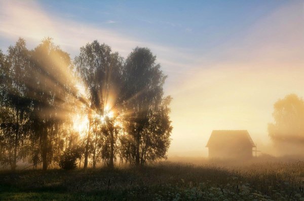 рассвет в деревне