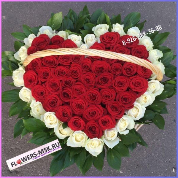 101 роза в корзине