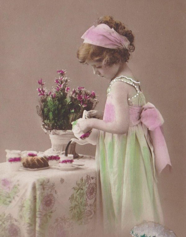 ретро открытка чаепитие