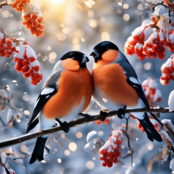 парочка снегирей