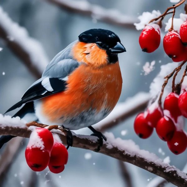 снегири и рябина