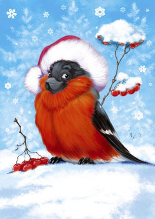 новогодние открытки со снегирями