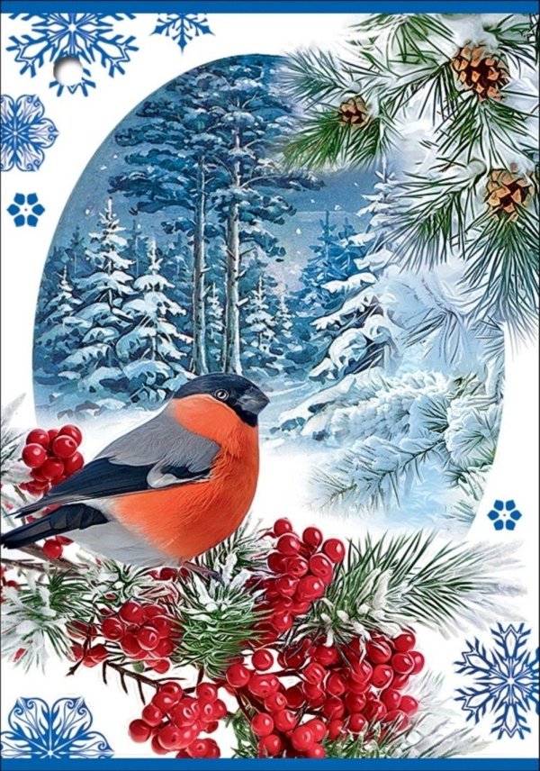 новогодние открытки со снегирями