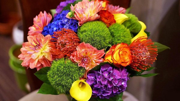 разноцветные букеты