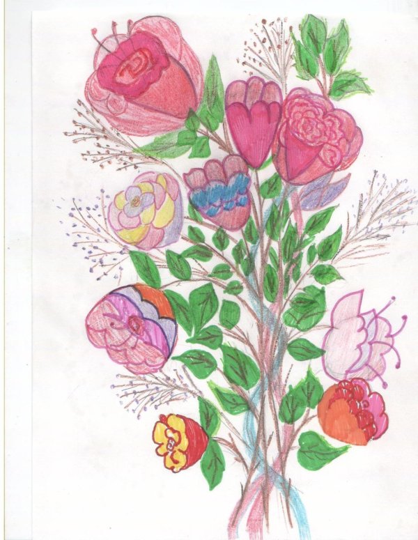 рисунок букета цветов
