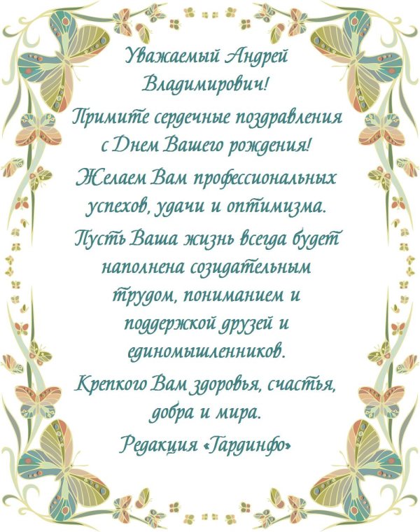 поздравления с днём рождения андрей владимирович