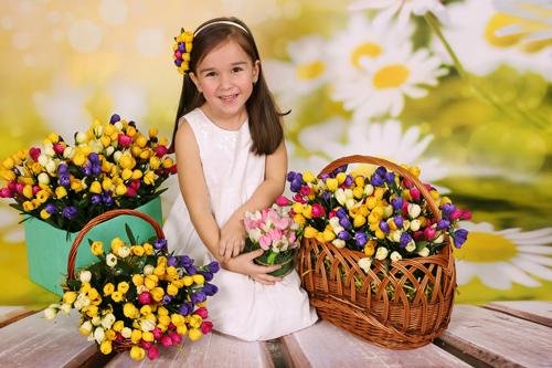 дети с цветами