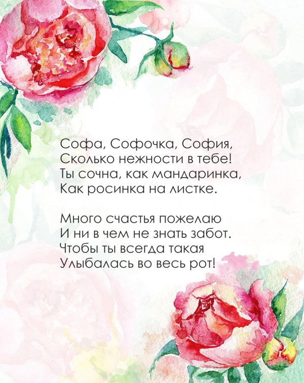 поздравление с днём рождения девочке софии