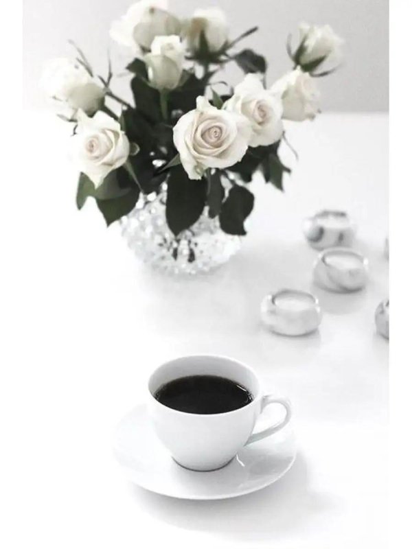 доброе утро с белыми розами