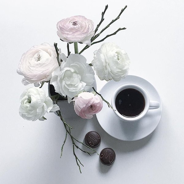 кофе и цветы